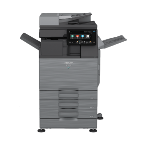 Detailed view of Sharp BP50M26 black and white multifunction printer's paper output section