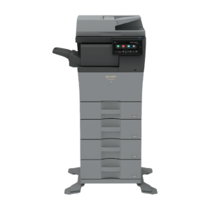 Front view of the Sharp BPC535WD multifunction printer, showcasing its compact design and advanced features for office efficiency