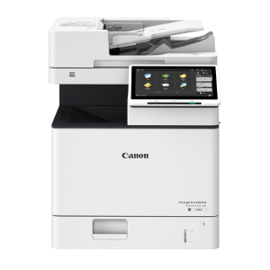 Canon imageRUNNER ADVANCE DX 719iF multifunction printer with a touchscreen display, automatic document feeder, and compact design for office efficiency.